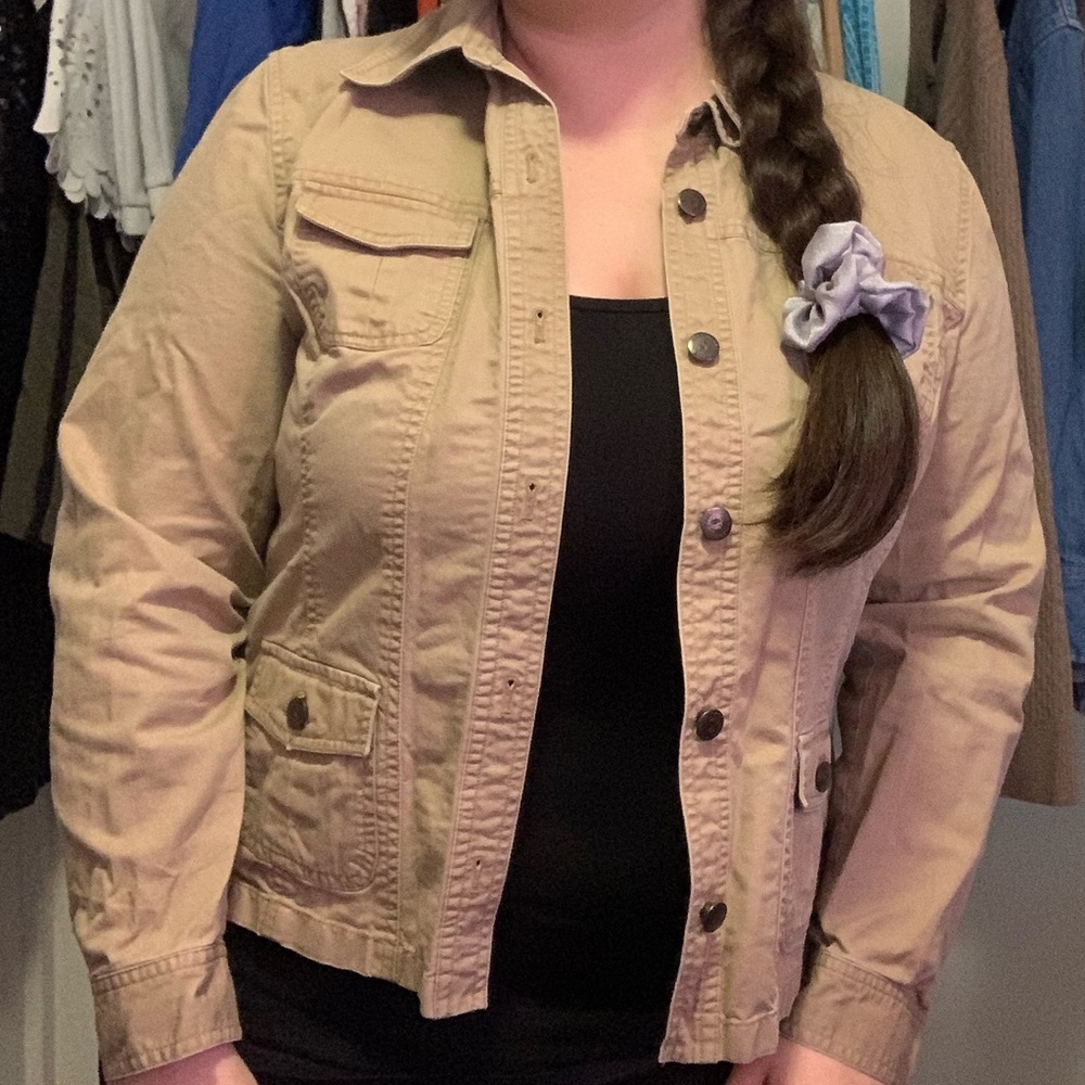 Tan jacket, Jones Wear Studio, women’s size XL